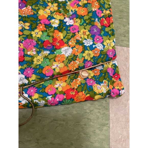 VTG Mod Brightly Colored Floral Travel Hanging Toiletry Bag Makeup Organizer 70s - Picture 10 of 10